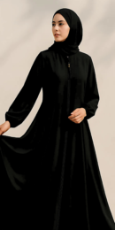 Full Length Zip Collar Black Abaya For Women - HijabOne