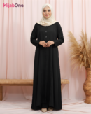 Full Length Circle Neck Black Abaya for Women - HijabOne