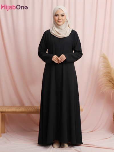 Full Length Tich Button V-Neck Back Abaya For Women - HijabOne
